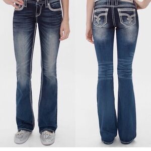 Rock Revival sherry Blue Boot Cut Jeans with Embroidered Pockets